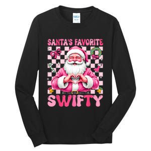 SantaS Favorite Swifty Merry Christmas Groovy Xmas Lights Tall Long Sleeve T-Shirt