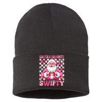 SantaS Favorite Swifty Merry Christmas Groovy Xmas Lights Sustainable Knit Beanie