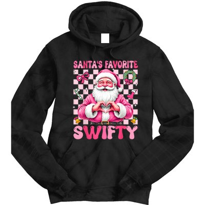 SantaS Favorite Swifty Merry Christmas Groovy Xmas Lights Tie Dye Hoodie