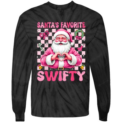 SantaS Favorite Swifty Merry Christmas Groovy Xmas Lights Tie-Dye Long Sleeve Shirt