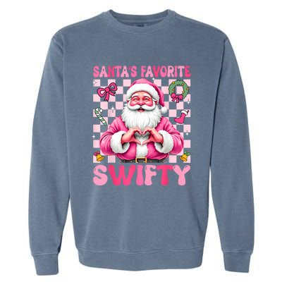 SantaS Favorite Swifty Merry Christmas Groovy Xmas Lights Garment-Dyed Sweatshirt