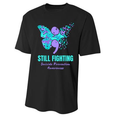 Still Fighting Suicide Prevention Awareness Butterfly Performance Sprint T-Shirt