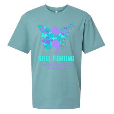 Still Fighting Suicide Prevention Awareness Butterfly Sueded Cloud Jersey T-Shirt