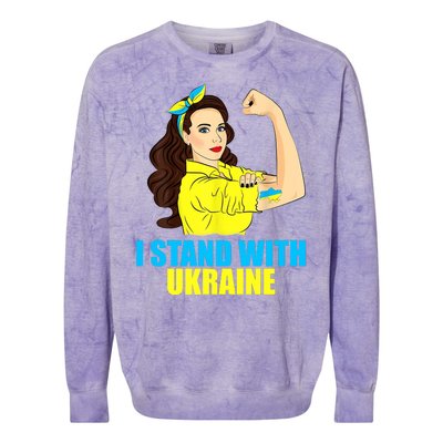 Strong Female Support Ukraine I Stand With Ukraine Colorblast Crewneck Sweatshirt