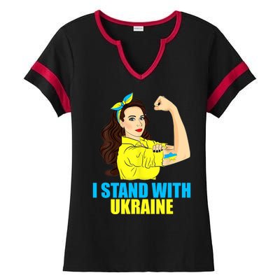 Strong Female Support Ukraine I Stand With Ukraine Ladies Halftime Notch Neck Tee