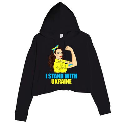 Strong Female Support Ukraine I Stand With Ukraine Crop Fleece Hoodie