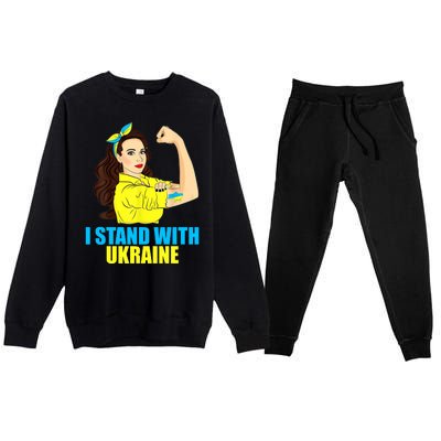 Strong Female Support Ukraine I Stand With Ukraine Premium Crewneck Sweatsuit Set