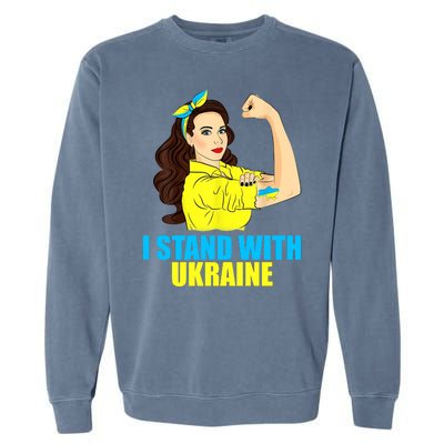 Strong Female Support Ukraine I Stand With Ukraine Garment-Dyed Sweatshirt