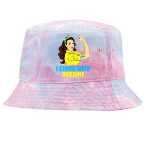 Strong Female Support Ukraine I Stand With Ukraine Tie-Dyed Bucket Hat