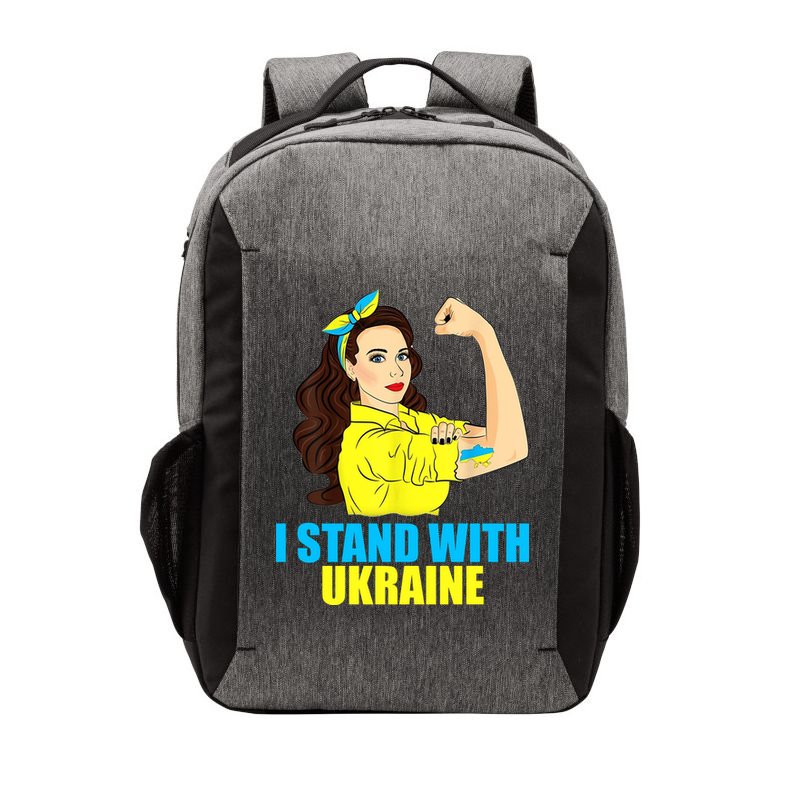 Strong Female Support Ukraine I Stand With Ukraine Vector Backpack