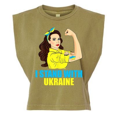 Strong Female Support Ukraine I Stand With Ukraine Garment-Dyed Women's Muscle Tee