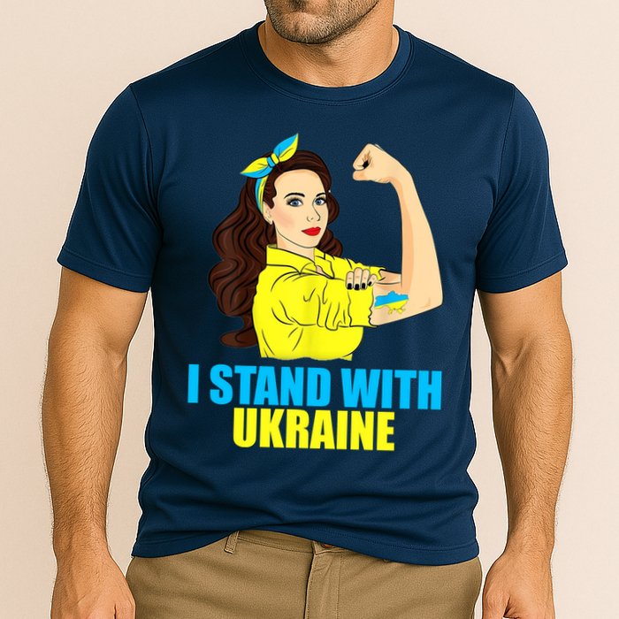 Strong Female Support Ukraine I Stand With Ukraine Cooling Performance Crew T-Shirt