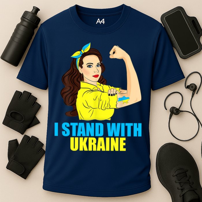 Strong Female Support Ukraine I Stand With Ukraine Cooling Performance Crew T-Shirt