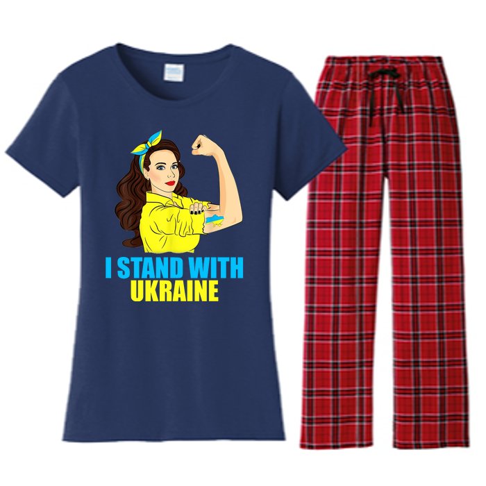 Strong Female Support Ukraine I Stand With Ukraine Women's Flannel Pajama Set