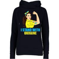 Strong Female Support Ukraine I Stand With Ukraine Womens Funnel Neck Pullover Hood