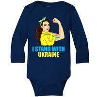 Strong Female Support Ukraine I Stand With Ukraine Baby Long Sleeve Bodysuit