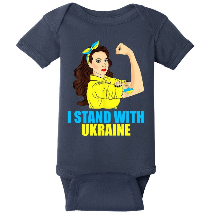 Strong Female Support Ukraine I Stand With Ukraine Baby Bodysuit