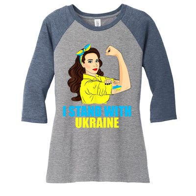 Strong Female Support Ukraine I Stand With Ukraine Women's Tri-Blend 3/4-Sleeve Raglan Shirt