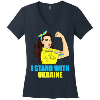 Strong Female Support Ukraine I Stand With Ukraine Women's V-Neck T-Shirt