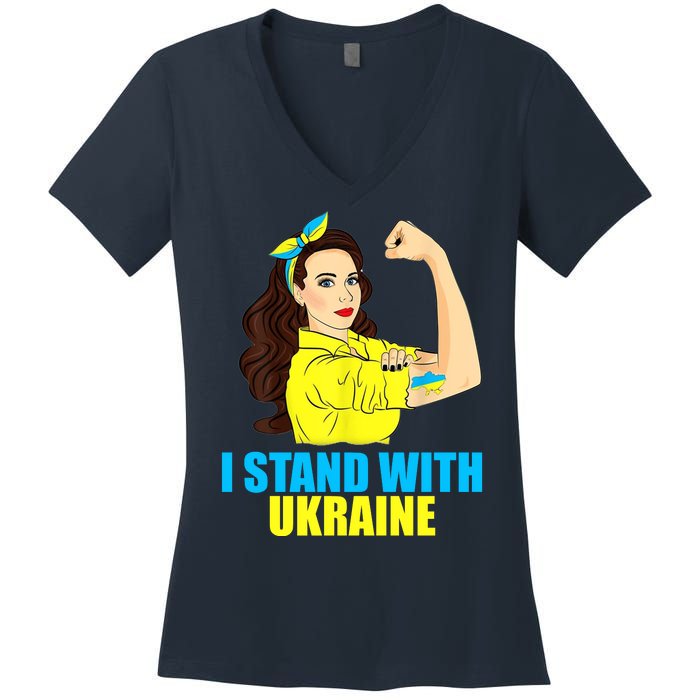 Strong Female Support Ukraine I Stand With Ukraine Women's V-Neck T-Shirt