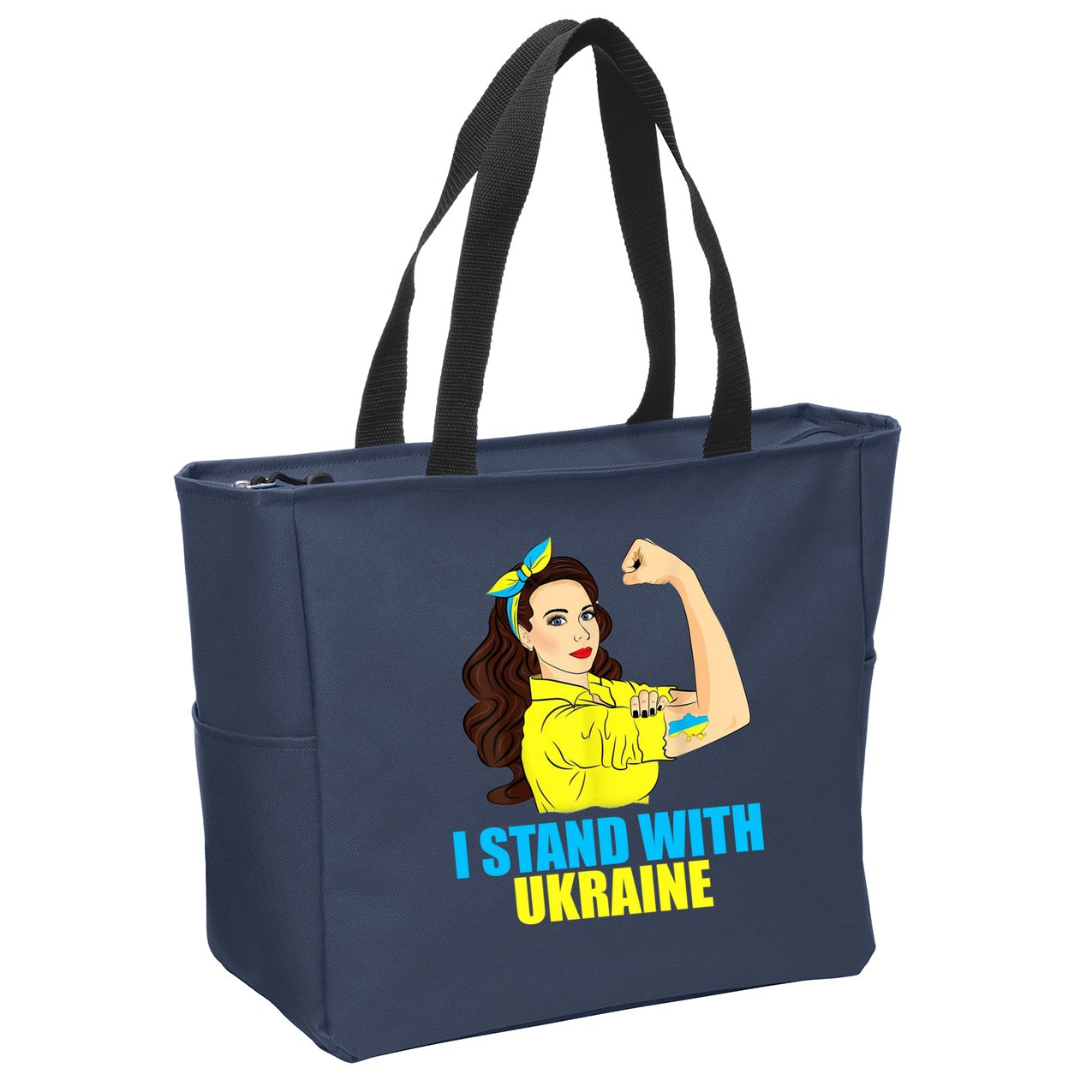 Strong Female Support Ukraine I Stand With Ukraine Zip Tote Bag