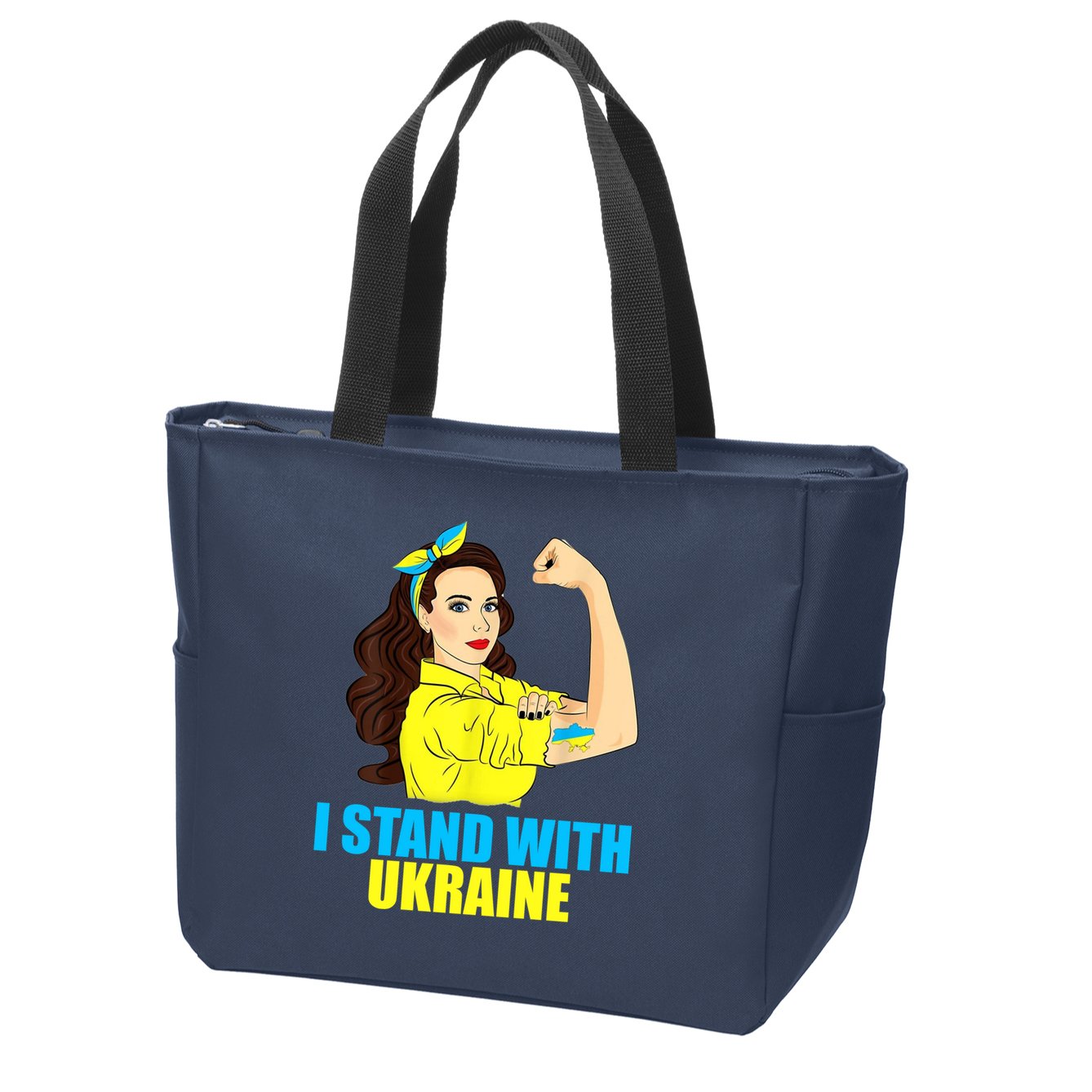 Strong Female Support Ukraine I Stand With Ukraine Zip Tote Bag