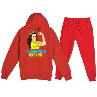 Strong Female Support Ukraine I Stand With Ukraine Premium Hooded Sweatsuit Set