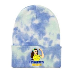 Strong Female Support Ukraine I Stand With Ukraine Tie Dye 12in Knit Beanie