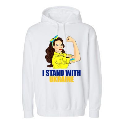 Strong Female Support Ukraine I Stand With Ukraine Garment-Dyed Fleece Hoodie