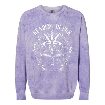 Spooky Fun Satan's Halloween Reading Adventure Colorblast Crewneck Sweatshirt