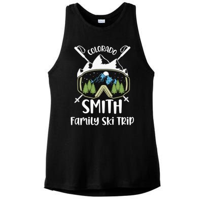 Smith Family Ski Trip Skiing Googles Vacation Matching Group Gift Ladies PosiCharge Tri-Blend Wicking Tank