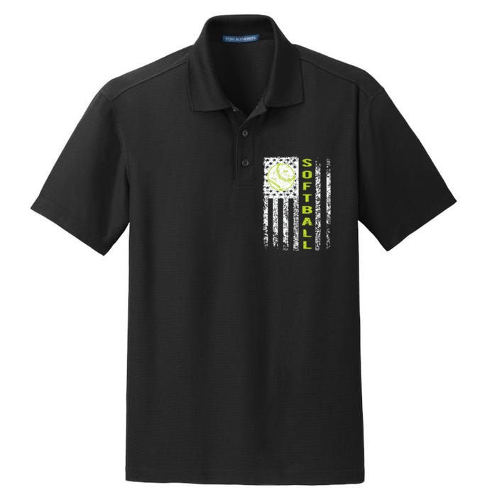 Softball Flag Softball Coach Outfit Softball Player Gift Dry Zone Grid Polo