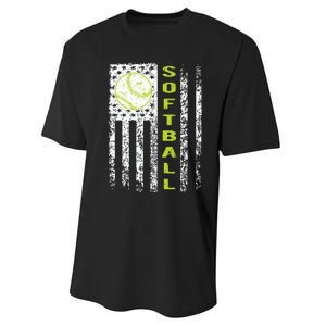 Softball Flag Softball Coach Outfit Softball Player Gift Performance Sprint T-Shirt