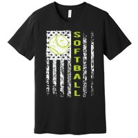 Softball Flag Softball Coach Outfit Softball Player Gift Premium T-Shirt