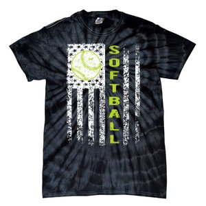 Softball Flag Softball Coach Outfit Softball Player Gift Tie-Dye T-Shirt