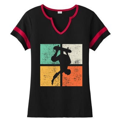 Skateboard Funny Skateboarding Gift Ladies Halftime Notch Neck Tee