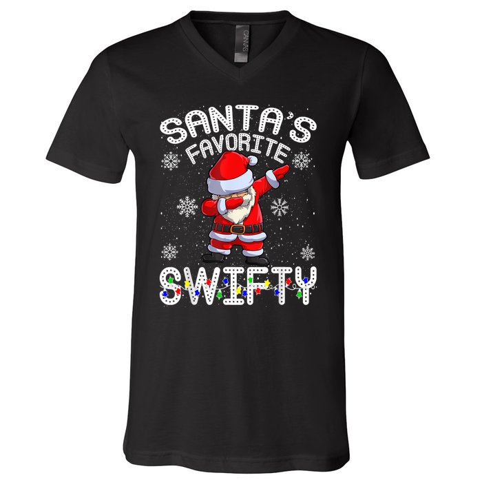 SantaS Favorite Swifty Merry Santa Christmas V-Neck T-Shirt