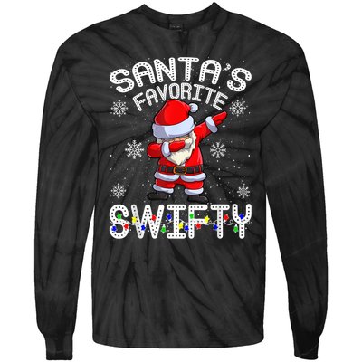 SantaS Favorite Swifty Merry Santa Christmas Tie-Dye Long Sleeve Shirt