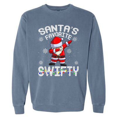 SantaS Favorite Swifty Merry Santa Christmas Garment-Dyed Sweatshirt