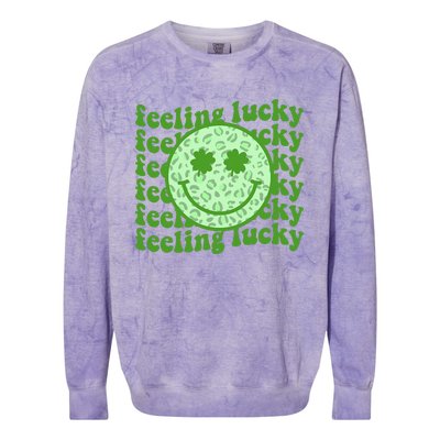 Smiling Face Shamrock Green Clover   Colorblast Crewneck Sweatshirt