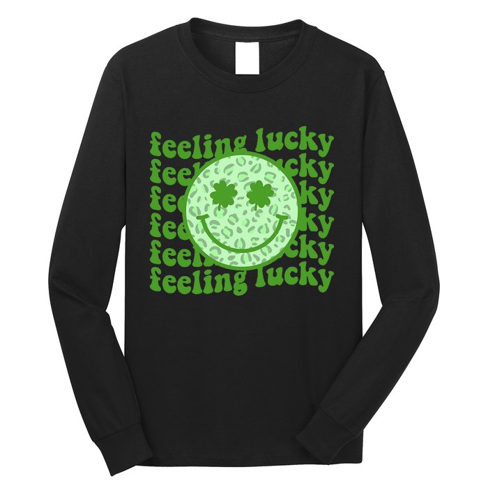 Smiling Face Shamrock Green Clover   Long Sleeve Shirt