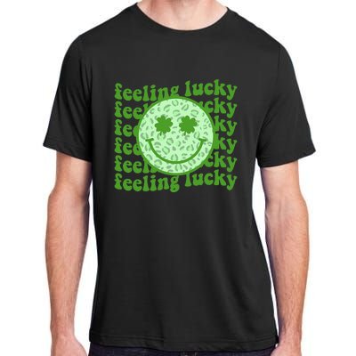 Smiling Face Shamrock Green Clover   Adult ChromaSoft Performance T-Shirt