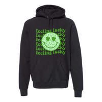 Smiling Face Shamrock Green Clover   Premium Hoodie