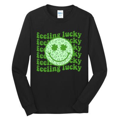 Smiling Face Shamrock Green Clover   Tall Long Sleeve T-Shirt