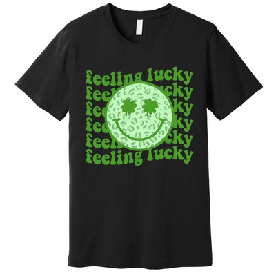 Smiling Face Shamrock Green Clover   Premium T-Shirt