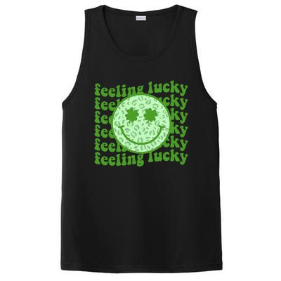 Smiling Face Shamrock Green Clover   PosiCharge Competitor Tank