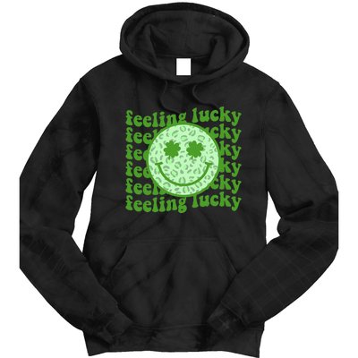 Smiling Face Shamrock Green Clover   Tie Dye Hoodie