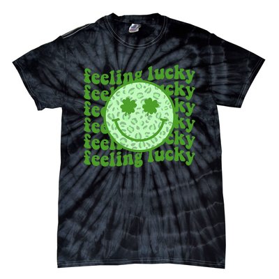 Smiling Face Shamrock Green Clover   Tie-Dye T-Shirt