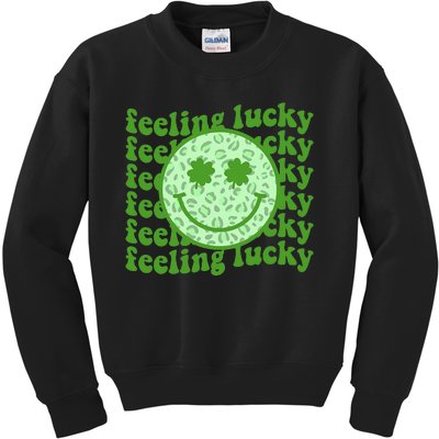 Smiling Face Shamrock Green Clover   Kids Sweatshirt