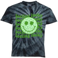 Smiling Face Shamrock Green Clover   Kids Tie-Dye T-Shirt